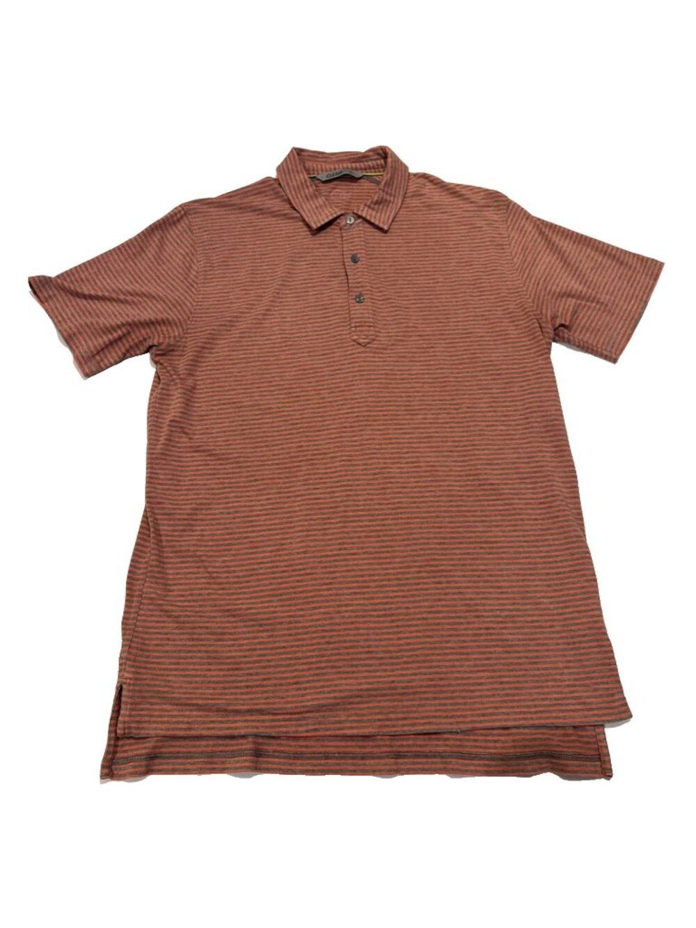 TASC Performance Polo Grey & Orange Stripe Size Medium Bamboo Organic Cotton
